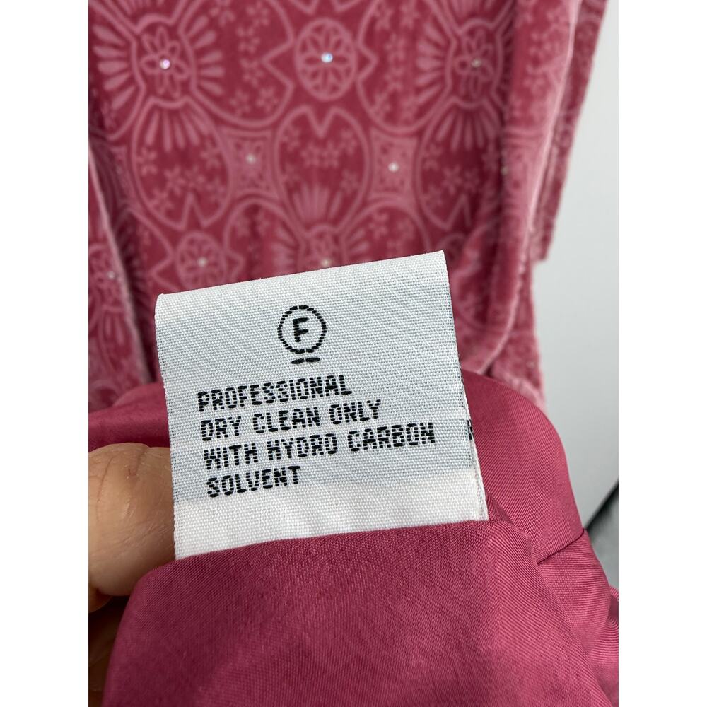 Boden Womens Silk Midi Dress Size 18 Burnout Velvet Dusty Pink Long Sleeve Fairy - Picture 6 of 16